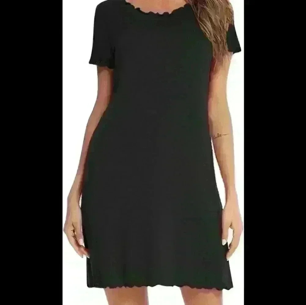 River island pleated hemline short sleeve black shoulder trendy midi dress 6